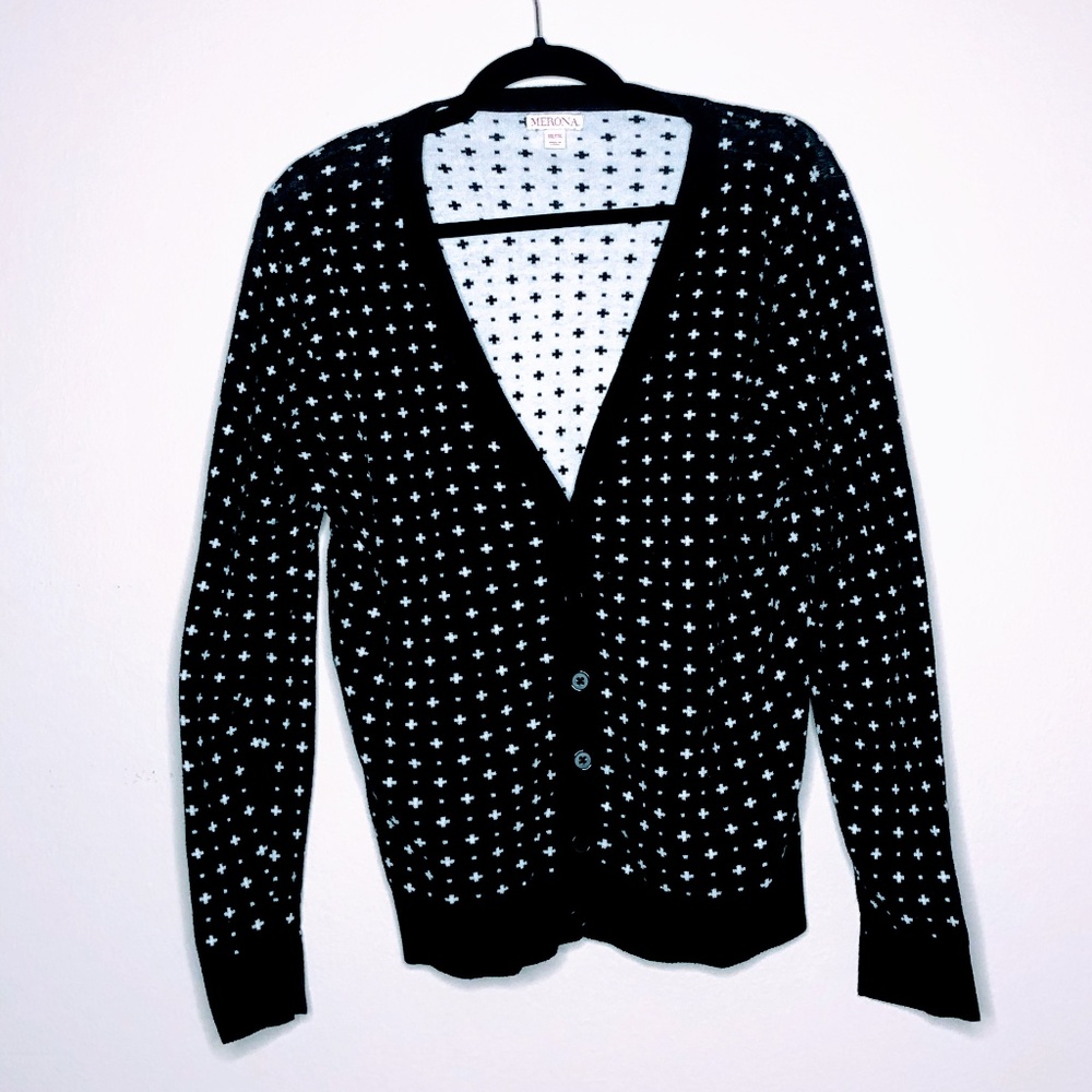 💍 Merona Black & White Cardigan Plus Size XXL